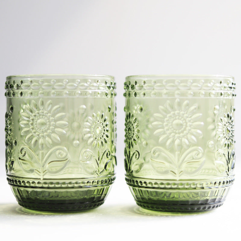Vintage Floral Glass Cup