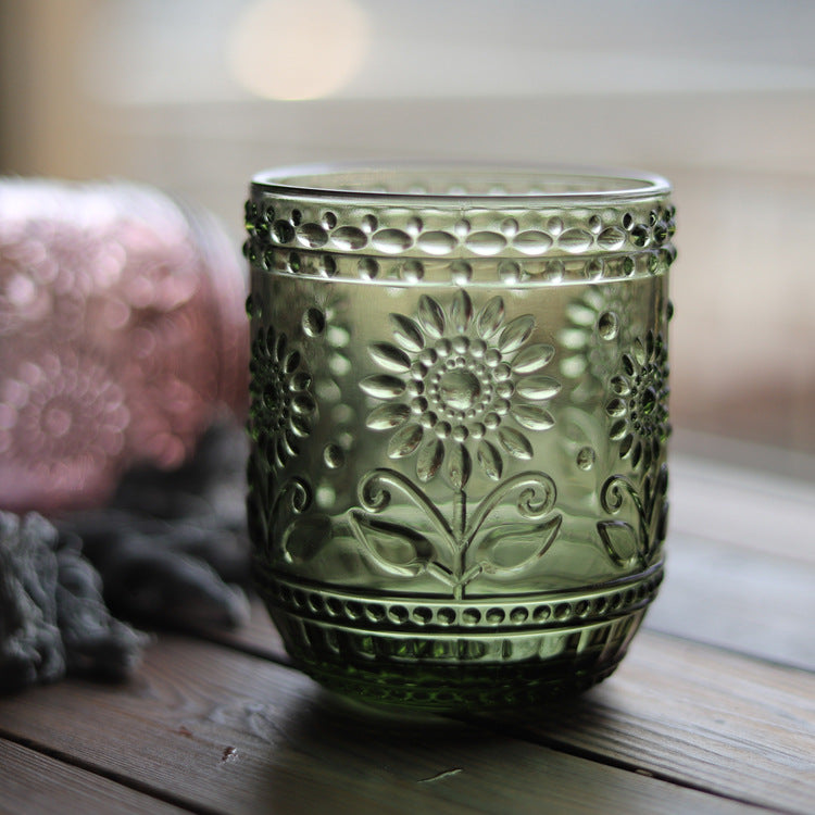 Vintage Floral Glass Cup