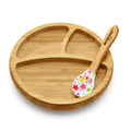 NutriChef Baby and Toddler plate - silicon suction 3 compartment Non-toxic All-natural Bamboo Baby Food plate (Stars)