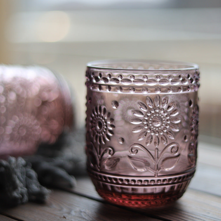 Vintage Floral Glass Cup